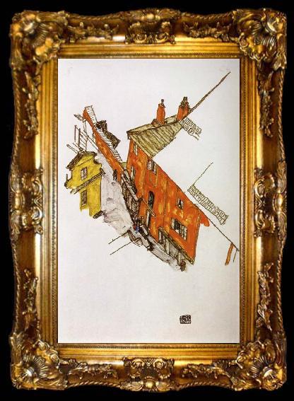 framed  Egon Schiele Street in Krumau, ta009-2